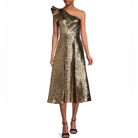 Antonio Melani Bridgett Jacquard One Shoulder Asymmetrical A-Line Dress - Picture 1 of 12